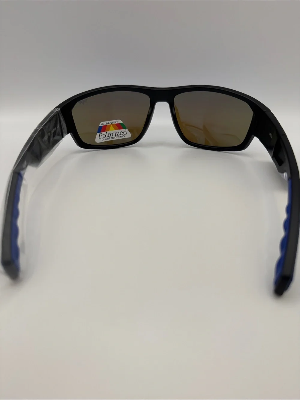 Sport Wrap Sunglasses with Blue Mirror Lenses